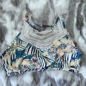 Roxy Tropical Print Lace Detail Women's Bikini Top